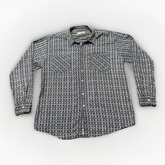 Haband Western Plaid Pearl Snap Button-up Shirt Mens Size Large Rodeo‎ Western - Picture 1 of 4